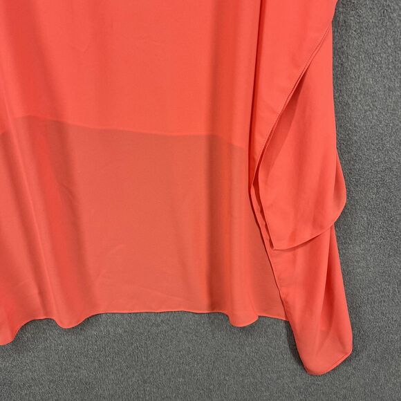BCBGMAXAZRIA Tunic Blouse Womens M L Coral Sheer Layered Kaftan Poncho Flowy - Picture 16 of 16